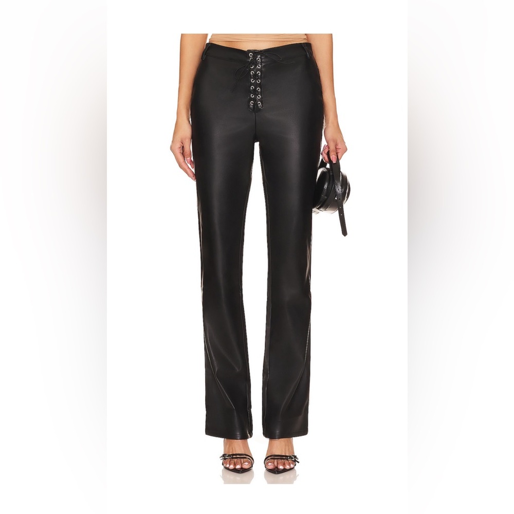 Faux Leather Lace Front Pants